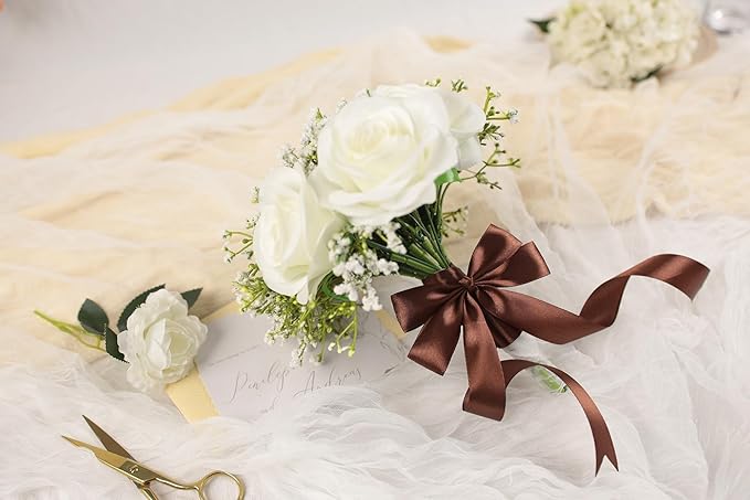 Dark Brown Satin Ribbon 1 inch X Continuous 50 Yards, Single Face Polyester Ribbon Perfect for Gift Wrapping, Flower Bouquet, Wedding Decor, Crafts, Bow Making, Sewing and More