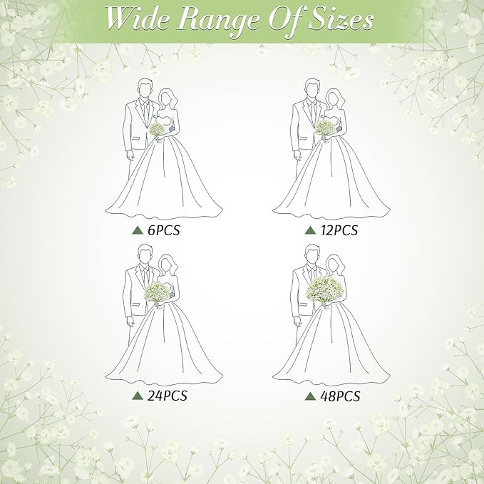 Babys Breath Artificial Flowers, Real Touch Babys Breath Flowers Artificial Bulk for Wedding Decor, White Fake Flowers for Party Home Garden Decor (24, White)