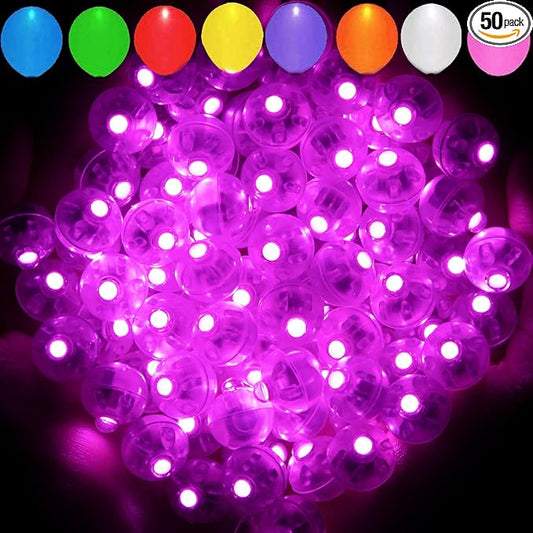 Aogist 50pcs Pink Balloon Lights,Long Standby Time Waterproof Mini Light,Battery Powered,Round LED Ball Lamp for Latex Balloon Paper Lantern Party Wedding Festival Christmas Halloween Decorative