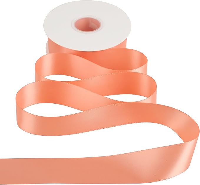 HUIHUANG Peach Satin Ribbon 1-1/2 inch x 50 Yards Peach Color Double-Faced Satin Ribbon for Gift Wrapping, Bows, Flower Bouquet, Eternal Roses, Crafts, Bridal Shower Wedding Decor