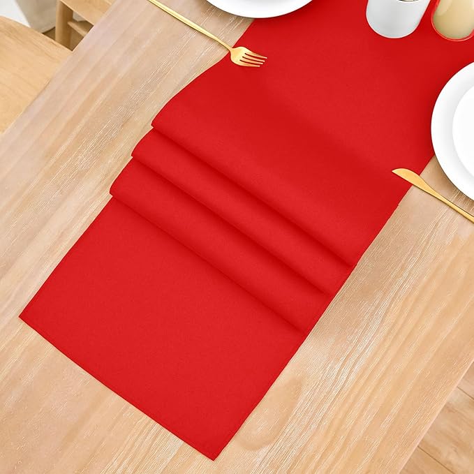 2 Pack Red Table Runner 12 x 72 Inch Solid Color Farmhouse Runners Coffee Table Dresser for Daily Party Home Decoration