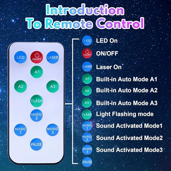 Party Light, Sound Activated DJ Lights with Remote Control, 9 LED Colorful Strobe Disco Light for Indoor Club Parties KTV Halloween Christmas Birthday Decorations Outdoor Glow