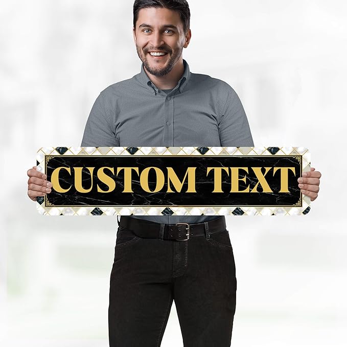 Custom Sign, Custom Street Sign, 11 Font Colors, 13 Font Styles, 4 Hole Options, 22 Sizes, 8x32 Inches, Rust Free DiBound, Fade Resistant, Made in USA by My Sign Center (Marble Tile)