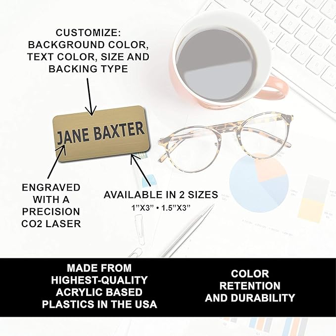 Custom Engraved Name Tag Badges – Personalized Identification with Pin or Magnetic Backing, 1.5 Inches x 3 Inches, Pine Green/White