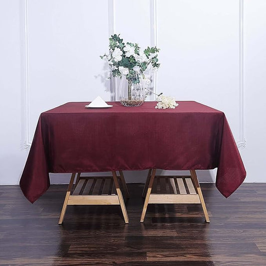Efavormart 70" Premium Square Polyester Tablecloth for Wedding Kitchen Dining Events - Burgundy