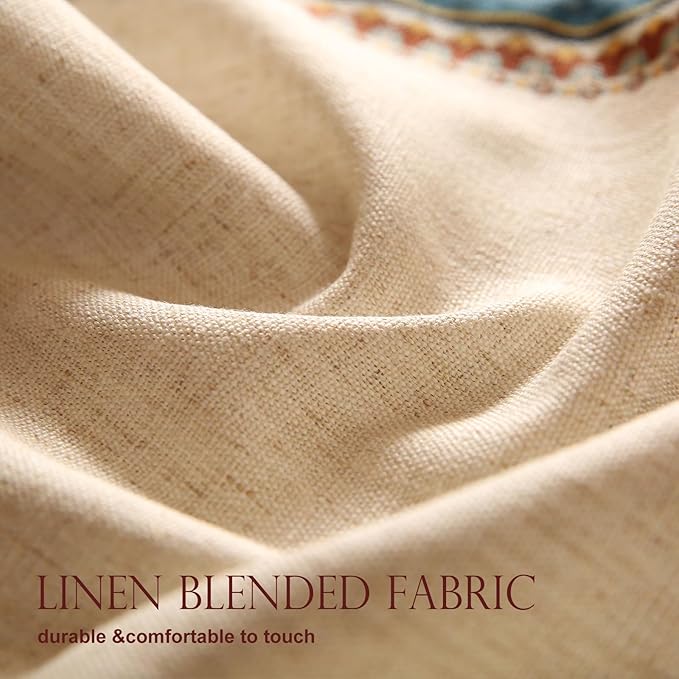 patdrea Designer Beige Farmhouse Geometric Patterned Linen Table Runner 102 Inch Long,Wrinkle Resistant Table Mat,Decoration for Kitchen Dining and Coffee Tables Banquet Christmas ,12"x102"