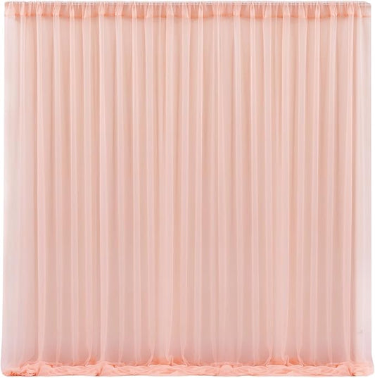10x10 Peach Tulle Backdrop Curtains for Parties, Sheer Backdrop Curtain Wedding Photo Background Drapes for Baby Shower Photography Birthday Party