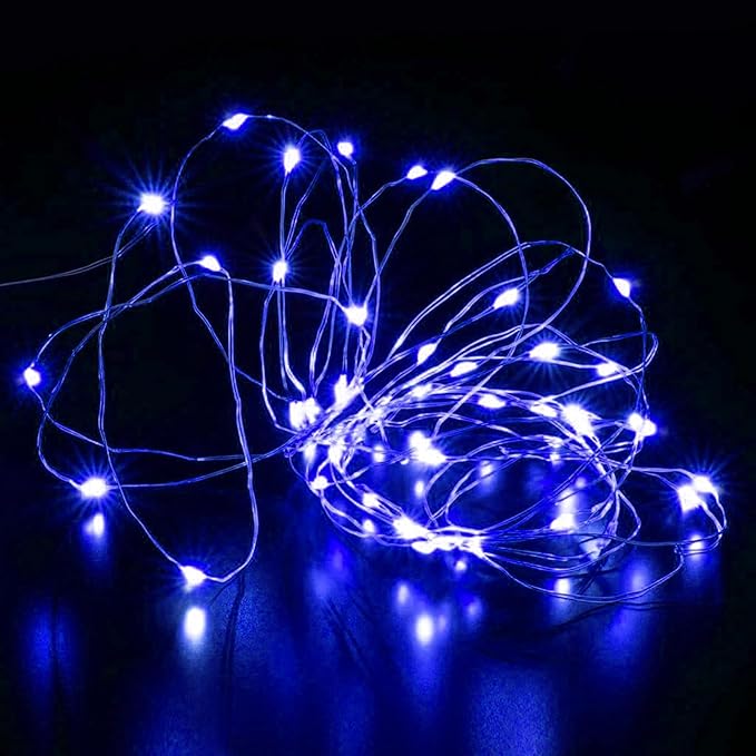 Aogist 12 Pack Fairy Lights 3 Modes 7ft 20 LED Waterproof,Battery Operated Silver Wire Firefly Starry Moon Mini String Lights for Mason Jars Christmas DIY Crafts Wedding Party Bedroom,Blue