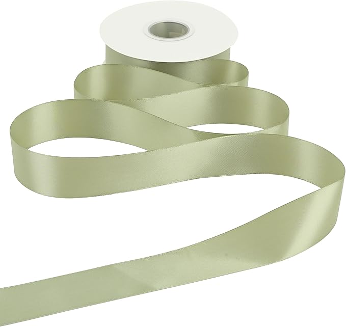 HUIHUANG Dusty Sage Ribbon 1-1/2 inch Double-Faced Satin Ribbon Sage Green Ribbon for Gift Wrapping, Flower Bouquet Wrap, Invitations, Holiday Decor, Bows Making, Crafts-50 Yards