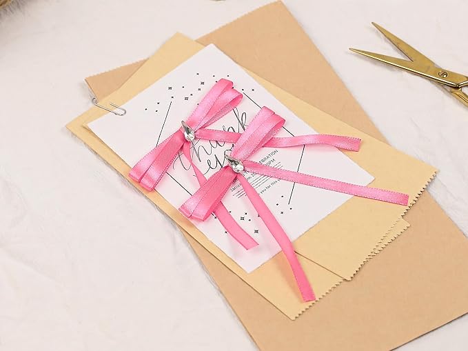 Hot Pink Satin Ribbon 1/4 inch X Continuous 100 Yards, Single Face Polyester Ribbon Perfect for Gift Wrapping, Flower Bouquet, Wedding Decor, Crafts, Bow Making, Sewing and More