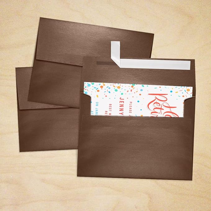 LUXPaper A7 Invitation Envelopes | Peel & Press | 5 1/4" x 7 1/4" | Bronze Metallic | 80lb. Text | 50 Qty