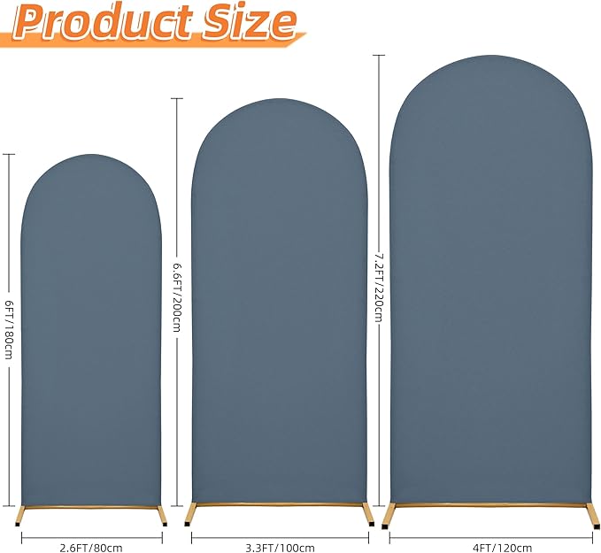 Wedding Arch Cover Spandex Arch Backdrop Cover (7.2FT,6.6FT,6FT) Set of 3 Arch Stand Cover Arch Covers Stretchy Backdrop for Wedding Birthday Party Decoration Baby Shower (Blue)