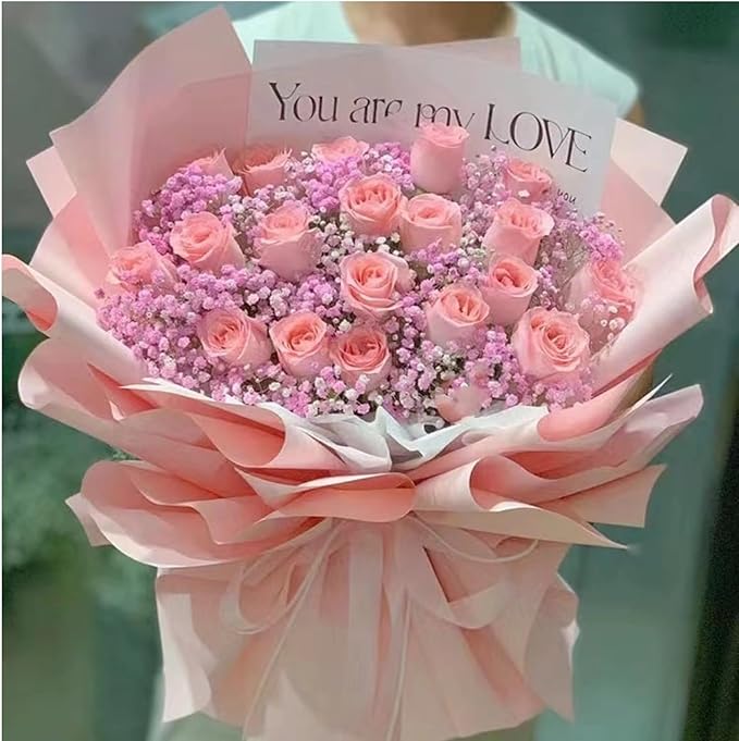 Vanhench 17.5"×963" (80 1/4FT) Pink Wrapping Paper Roll, Bulletin Board Paper, Color Kraft Paper Roll for Art Crafts, Wedding, Birthday, Mothers Day Gifts, Bouquet Flower Wrapping