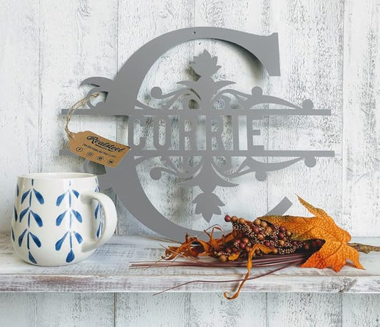 RealSteel Metal Split Letter Monogram – Personalized Last Name Sign for Home & Outdoor Décor – Custom Metal Wall Art – Family Name Sign, Welcome Sign