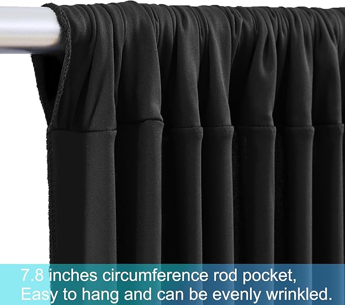 20ft x 12ft Black Backdrop Curtains Wrinkle Free Backdrop Curtain for Wedding Parties Black Fabric Backdrops Drapes Back Drop Cloth Bridal Shower Stage Curtains Wedding Decorations for Reception