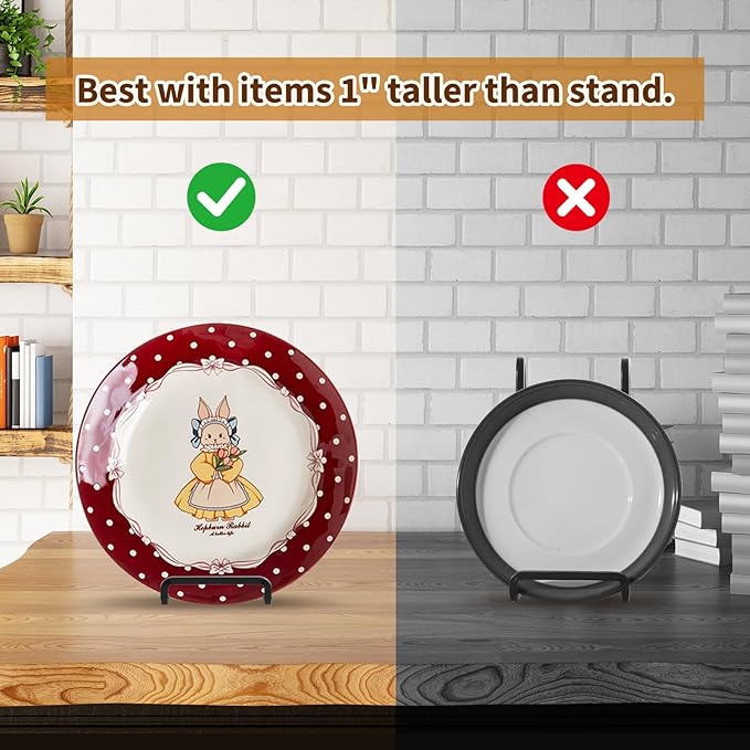 Plate Holder Easel Display Stand - 6 inch Metal Plate Stands for Display - Tabletop Picture Stand - Black Iron Easels for Display Pictures | Photo Frames | Book | Decorative Plates | Plaque - 2 Pack