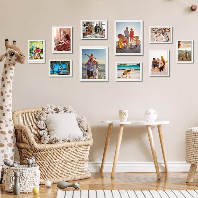 KTKDE A4 Picture Frame White Wooden Photo Frame for Certificate Poster and Photo, 8.3x11.7 Frame with Shatter Resistant Plexiglass Home Decor best gift