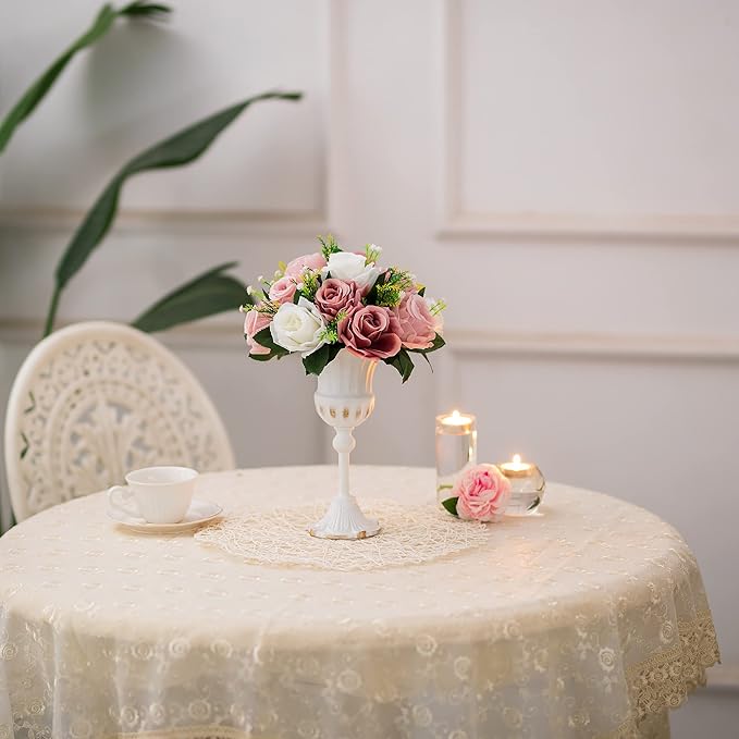 BLOSMON Dusty Rose Flowers Centerpieces: 6 Pcs Pink Roses Artificial Flowers Balls for Wedding Dinning Table - Fake Silk Kissing Floral Arrangement for Home Party Event Decor