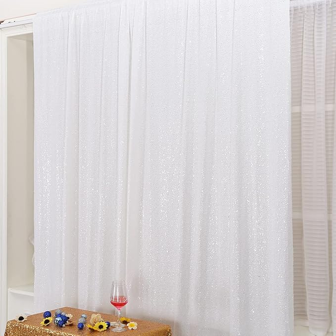 Poise3EHome Sequin Backdrop Curtain, White Sequin Backdrop, Sequin Curtains for Party Wedding Sequence Backdrop, 20FT x 10FT