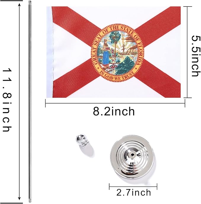 ZXvZYT 2 Pack American US Florida flag USA Florida FL State table flag,Small Mini United States Desk Flags With Stand Base,for U.S. States Party Events Celebration Decorations Supplies