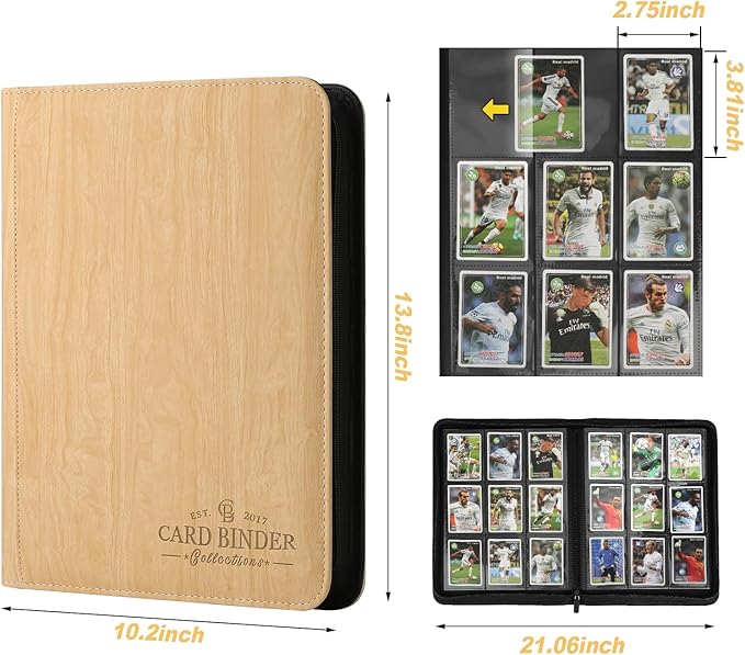 9 Pocket Card Binder, Premium Zip Trading Card Binder, 540 Double Sided Pocket PU Collection Binder, Collector Album, Card Folder for MTG, TCG, Sports Cards