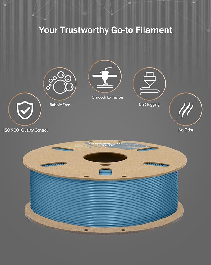 DURAMIC 3D PLA+ Filament 1.75mm 1Kg Denim Blue, PLA Plus Filament 1Kg Spool(2.2lbs) Tougher and Stronger, Dimensional Accuracy Probability +/- 0.02mm
