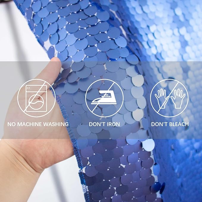 JYFLZQ Blue Payette Sequin Backdrop Curtains 8ft x 8ft 1 Panel Glitter Thick Shimmer Backdrop Background Photo Booth Backdrops for Parties