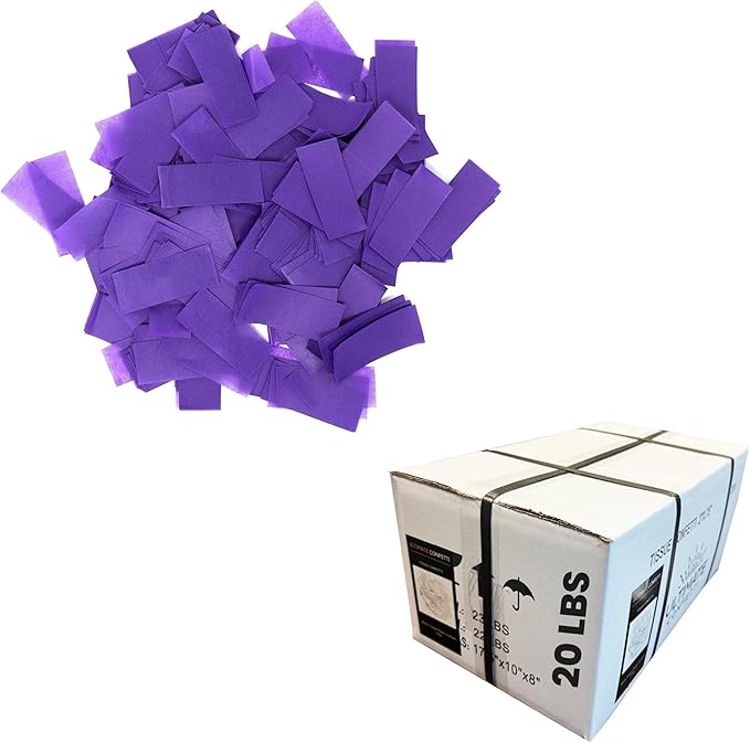 Ultimate Confetti, Purple Biodegradable Confetti - Rectangular Fluttering Tissue Paper Confetti for Cannon and Launcher use – Best for Gender Reveal, Parties, Concerts and Weddings - 20 lb, 320 oz