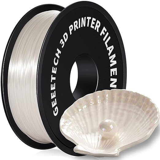 Geeetech Silk PLA Filament 1.75mm for 3D Printer, Metal-Like Shiny Consumable 1kg (2.2lbs) 1 Spool, Dimensional Accuracy +/- 0.03 mm,Metallic White