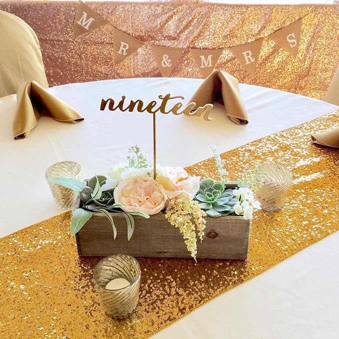 Gold Table Runners 10 Pieces 12x72 Inch Glitter Dining Table Runner Sequin Table Cover Runners for Party Wedding Birthday Bridal Shower Decorations