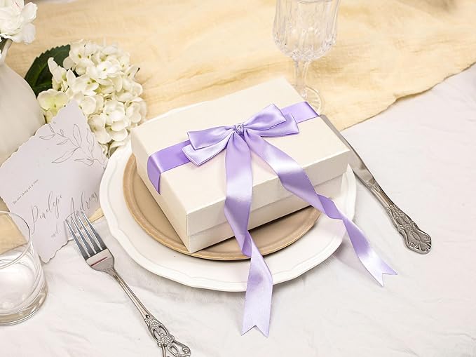Light Purple Satin Ribbon 1 inch X Continuous 50 Yards, Single Face Polyester Ribbon Perfect for Gift Wrapping, Flower Bouquet, Wedding Decor, Crafts, Bow Making, Sewing and More