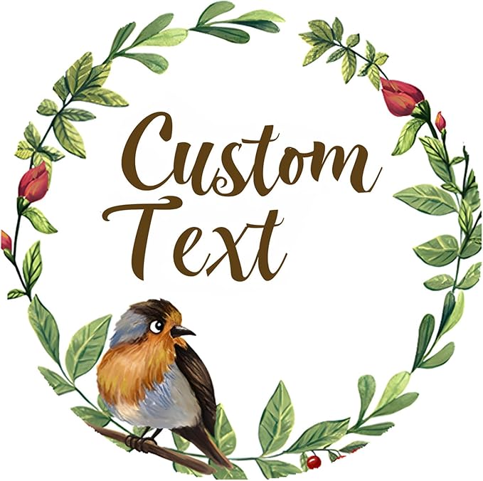 Premium Custom Stickers Labels - Personalized Stickers for Businesses Logo and Name. Birthday Pets and Label Product Boxes Wedding Favors Waterproof Labels (Wreath 3, 3.5 inch)