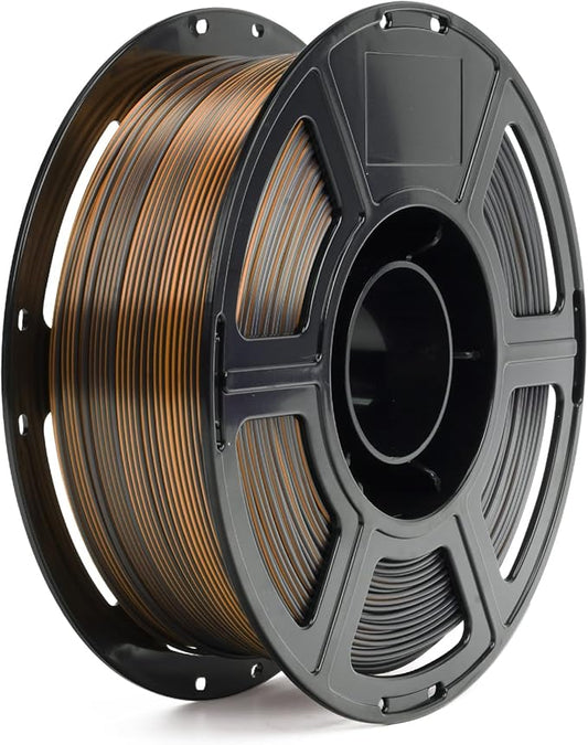 FLASHFORGE Silk Dual Color Filament, Black and Gold 2 in 1 Coextrusion Silk PLA Filament 1.75mm, 3D Printer Filament Color Change 1kg(2.2lbs) Spool, Dimensional Accuracy +/- 0.02mm