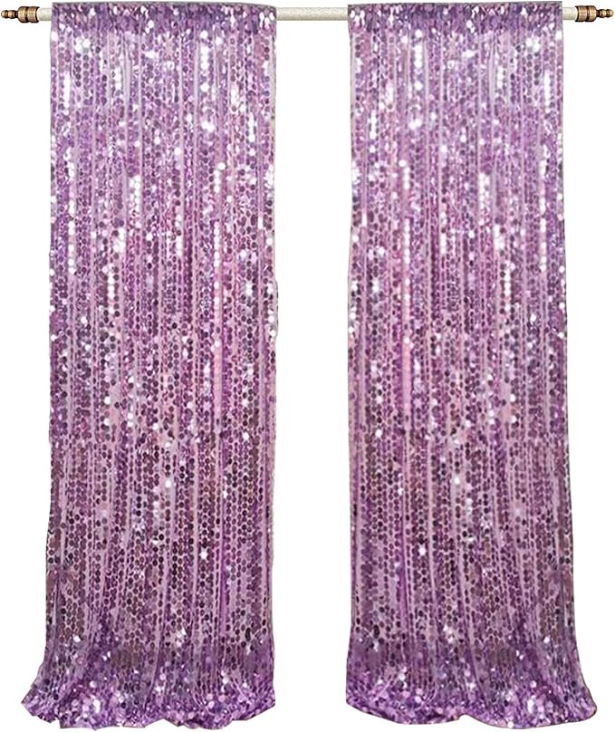 9x9FT Big Sequin Purple Backdrop Curtains, Sequin Photo Backdrop Payette Backdrop Curtain Panels, Shimmer Fabric Photography Backdrop for Wedding Party Christmas Decoration