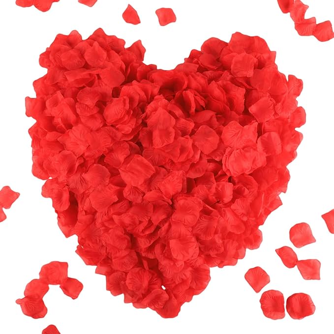 CODE FLORIST 1100 PCS Red Silk Rose Petals for Romantic Night,Wedding,Proposal Anniversary Flower Decorations(Separated,Scented)