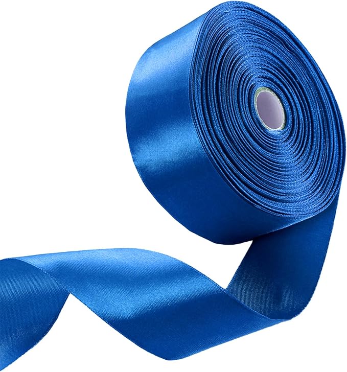 1-1/2 Inch Royal Blue Satin Ribbon 50 Yards Solid Fabric Ribbons for Gift Wrapping, Crafts, Floral Arrangements, Wedding, Party, Holiday and Home Decor