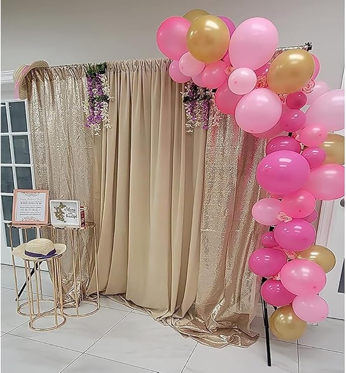 Champagne Gold Sequin Backdrop Curtain 10FTx10FT 1 Panel, Stage Sparkly Photography Background Drapes for Wedding Birthday Bridal Party Sparkle Background Party Decor