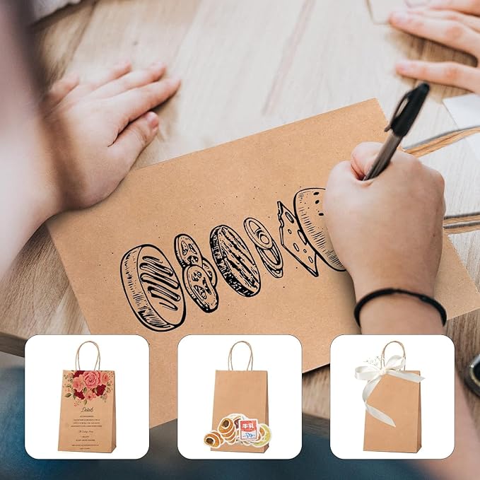 METRONIC Paper Gift Bags 8x4.25x10.5 400Pcs Brown Paper Bags with Handles Bulk, Kraft Paper Bag for Small Business, Birthday Wedding Party Favor Bag, Christmas Gift bags, Retail shopping
