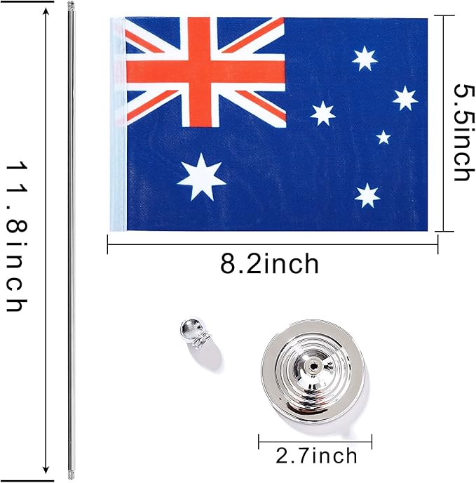 ZXvZYT 2 Pack Australia flag Australian Table Flag Small Mini Australian Desk Flags With Stand Base,International Festival Events Celebration Decorate,Home office Decorations