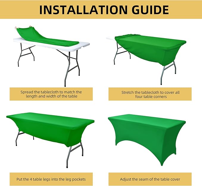 2-Pack 8ft Spandex Table Covers for Rectangle Folding Tables - Washable Elastic Tablecloth - Ultimate Fitted Table Protector for Birthday Parties, Trade Shows, Banquet