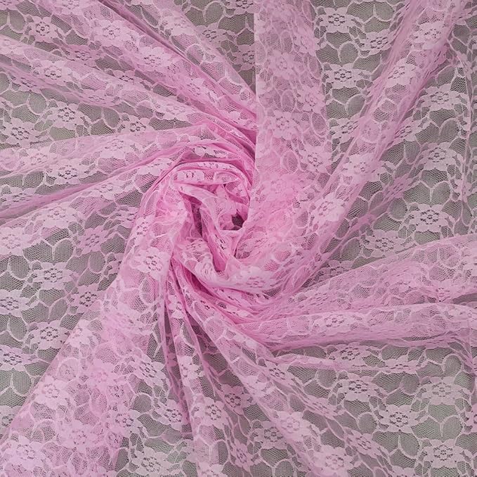 MDS Pack of 25 Wedding 12 x 108 inches Lace Table Runner for Wedding, Decorations for Birthday Parties, Banquets, Graduations, Engagements, and Runners fit Rectangle, Round Table- Pink