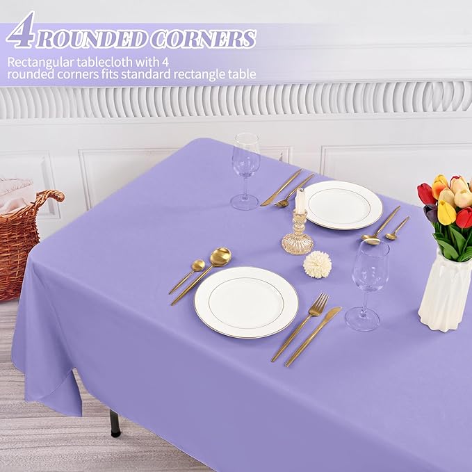 fani 12 Pack 60 x 126 Inch Rectangle Tablecloth Lavender Polyester Tablecloth for 8 Ft Rectangle Tables, Washable Fabric Table Cloth for Wedding Dining Table Buffet Parties Camping