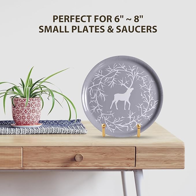 DIDUDIDU Plate Holder Easel Display Stand - Metal Plate Stands for Display - Tabletop Picture Stand - Gold Iron Easels for Display Pictures | Photo Frames | Book | Decorative Plates | Plaque