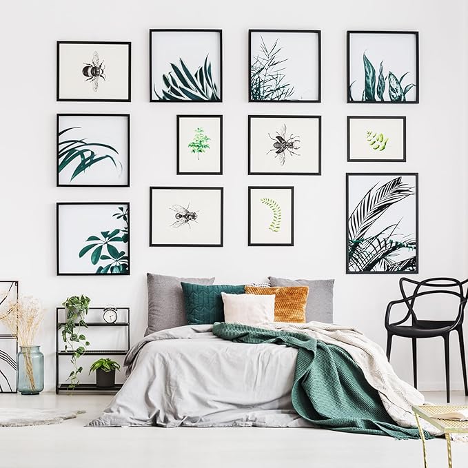 TWING 11x14 Picture Frames Set of 6, Gallery Wall Frame Set Display Photo 8 x 10 with Mat or 11 x 14 without Mat Black Composite Wood Wall Mounting