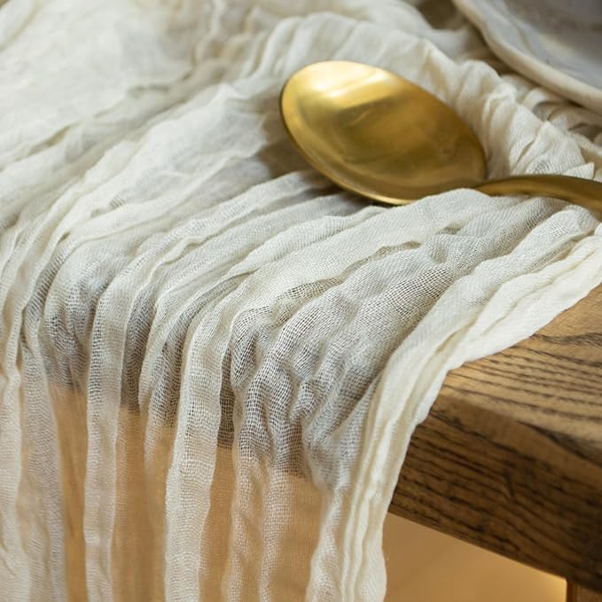 Ivory Cheesecloth Table Runner Set of 6 Runners 12 ft 142 in Long Each Cream Gauze Table for Wedding Table Baby Shower Decorations or Bridal Shower Decor Modern Table Runner Boho Table Décor