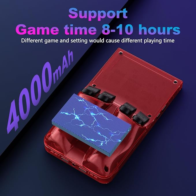 R36MAX Retro Handheld Game Console, 4.0 Inch 720x720 IPS Screen, Built-in 18,000+ Classic Game, Portable Hand Held Open Source Linux System, 4000mAh Battery Retro Gaming Console (Red 64GB)