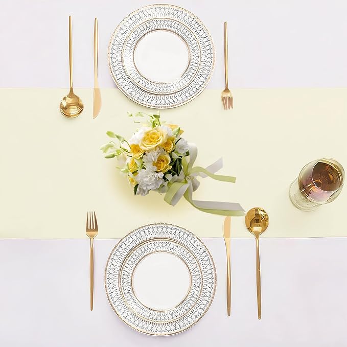 SHEJIZE 10 Pack White Satin Table Runner 12x108 Inches Long, Bright Silky Smooth Satin Table Runner Table Decor for Wedding Banquet Christmas Prom Event Birthday Party