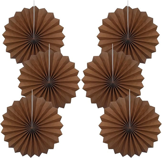 Brown Party Decorations,Brown Wedding Decorations for Party Events Accessories,Brown Birthday Decorations,Boho Party Decoration,Fall Decorations 16in Hanging Paper Fans 30 Color DIY Set(Brown)