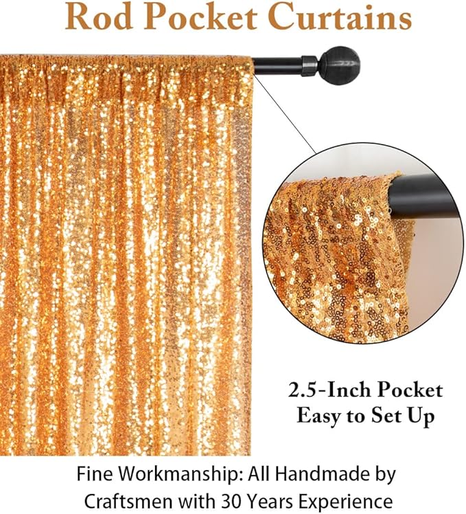 ShinyBeauty Sequin Gold Backdrop - 10x10FT for Photography, Wedding, Baby Photo Booth, Birthday Party & More