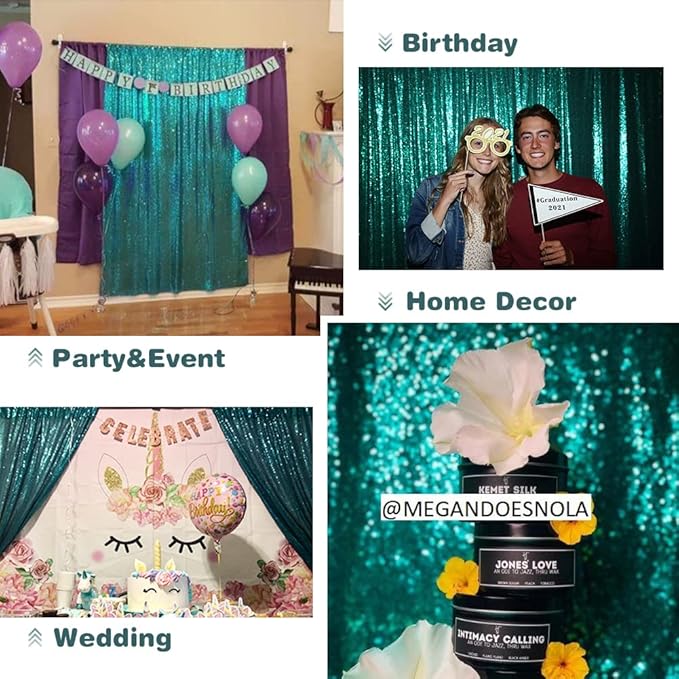 Eternal Beauty Teal Sequin Backdrop, 5x7 Ft Glitter Background Curtains for Shimmer Photography Party Wedding Birthday Back Drop Decor